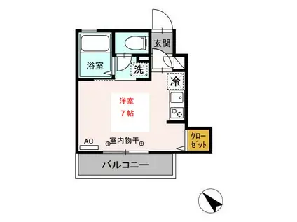 サンハウス中央(ワンルーム/1階)の間取り写真