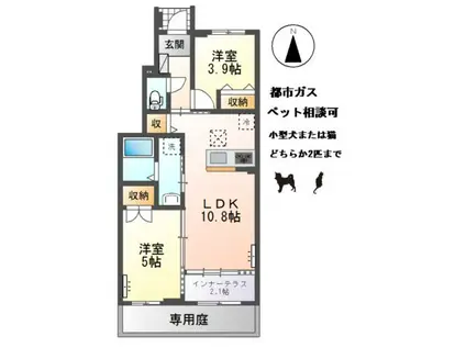 ドルチェ・ヴィータ(2LDK/1階)の間取り写真