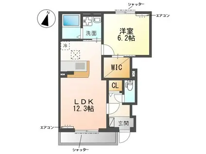 柏市船戸 アパート(1LDK/1階)の間取り写真