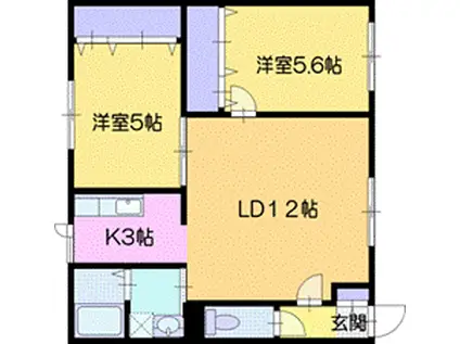 アイランドマンション(2LDK/2階)の間取り写真