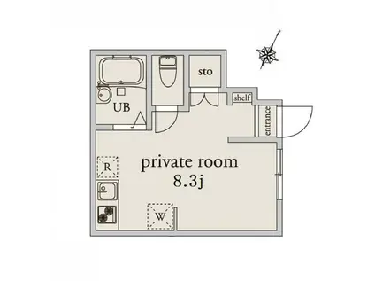 アーベインテラス下北沢I(ワンルーム/1階)の間取り写真