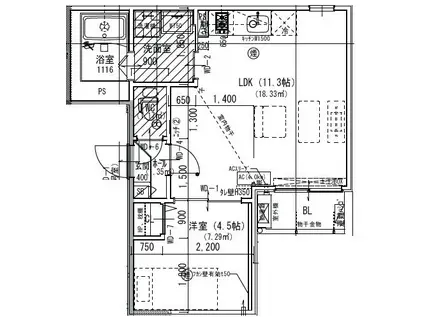 JACK HIGASHINAKAJIMAII(1LDK/1階)の間取り写真