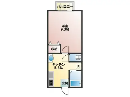 ロイヤルコート川口B棟(1DK/1階)の間取り写真