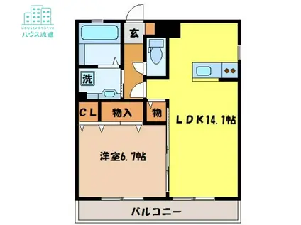 エトワール諫早(1LDK/1階)の間取り写真