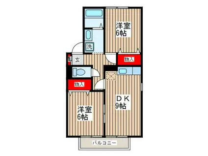 ルノワール瑞穂II番館(2DK/2階)の間取り写真