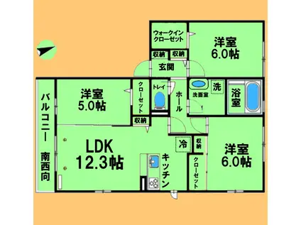 BLOOMING SQUARE II(3LDK/1階)の間取り写真
