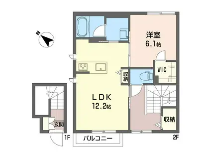 メゾン・ボワ(1LDK/2階)の間取り写真