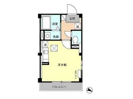 氷川台ヒルズ(ワンルーム/2階)の間取り写真