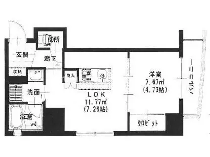 シーダプレイスII(1DK/5階)の間取り写真