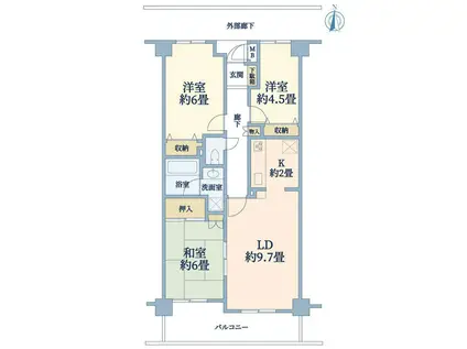 東急ドエルアルス菊名フェアサウス(3LDK/4階)の間取り写真