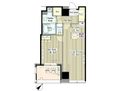 マイタワーレジデンス(1LDK/15階)の間取り写真