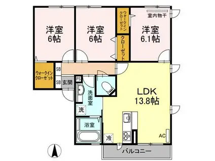 エクシード田中(2LDK/2階)の間取り写真