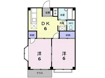プリムローズB(2DK/1階)の間取り写真