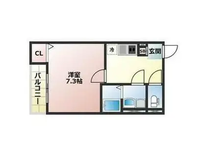 ALEGRIA泉佐野IV(1K/2階)の間取り写真