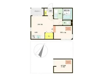 ハーモニーテラス青木II(1LDK/1階)の間取り写真