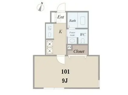 フィオーレ成城(1K/1階)の間取り写真