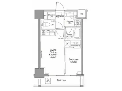 ザ・パークハビオSOHO南青山(1LDK/5階)の間取り写真