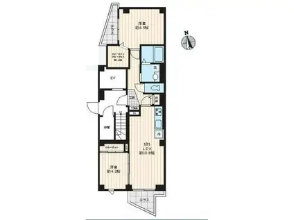 ディアコート多摩川(2LDK/1階)の間取り写真