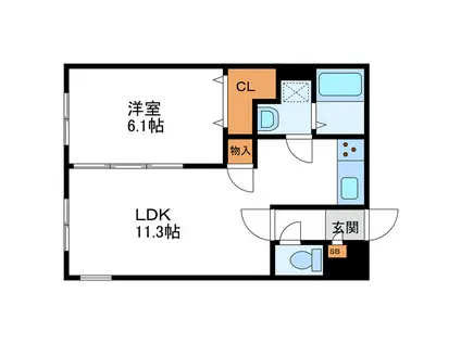 アンシャンテ ENCHAN-THE(1LDK/3階)の間取り写真