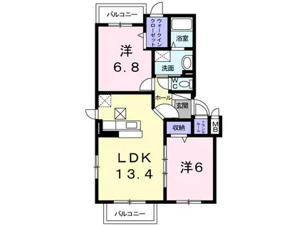 メゾンドファミーユ鶴見緑地IIA(2LDK/1階)の間取り写真