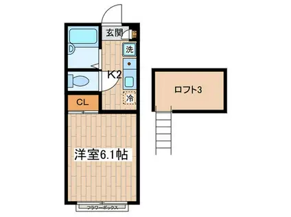 アリビオ調布(1K/2階)の間取り写真