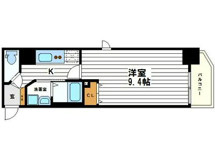 メゾン夕陽ヶ丘(1K/2階)の間取り写真