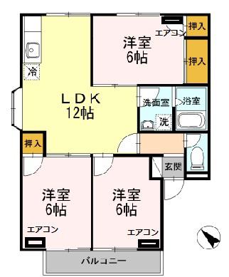 トレフェンイトウB(3LDK/2階)の間取り写真