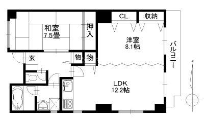 コモドカーサ新神戸(2LDK/3階)の間取り写真