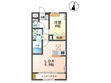 INFIELD D (1LDK/1階)の間取り写真