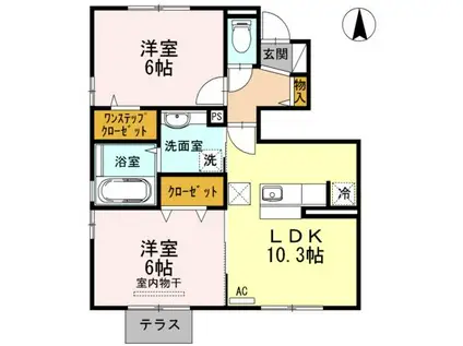 ＪＲ常磐線 泉駅(ＪＲ) 徒歩9分 2階建 築12年(2LDK/1階)の間取り写真