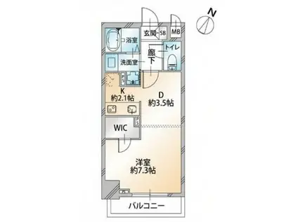 オーキッドレジデンス千代田岩本町(1DK/2階)の間取り写真