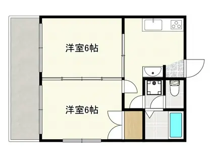 第28ラッキーシャビル(2DK/2階)の間取り写真