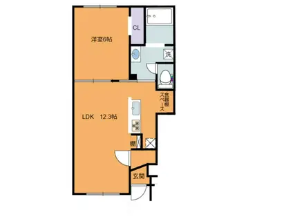 ＪＲ宗谷本線 名寄駅 徒歩19分 2階建 築2年(1LDK/1階)の間取り写真