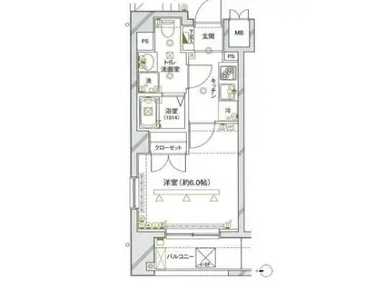 レジオス動坂(1K/4階)の間取り写真