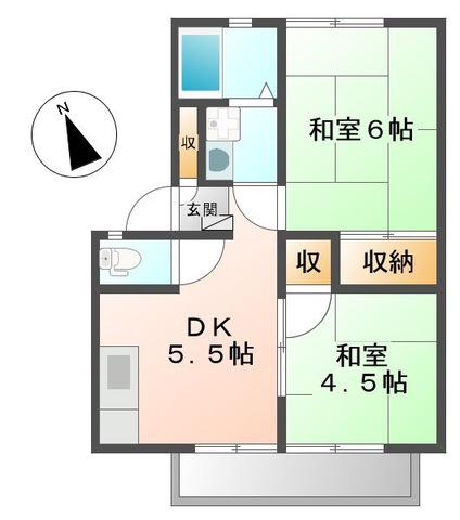アーバン松陰(2DK/2階)の間取り写真