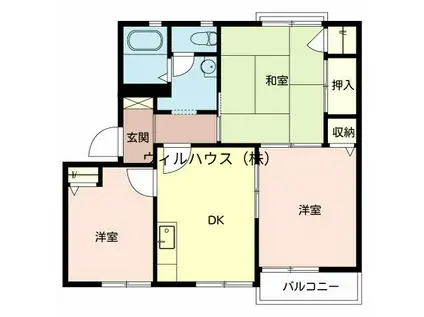 KHK津久野ハイツ(3DK/2階)の間取り写真