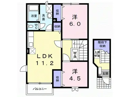 サン・ド・フルール(2LDK/2階)の間取り写真