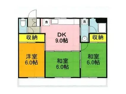 ベルグローブ(3DK/3階)の間取り写真