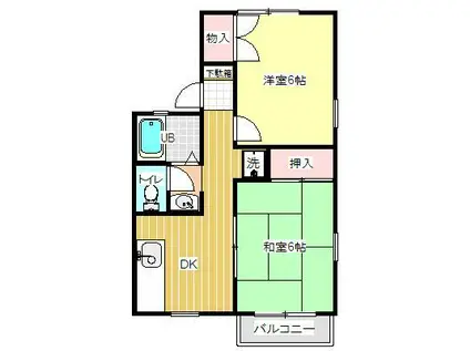 マーブルKABE(2DK/2階)の間取り写真