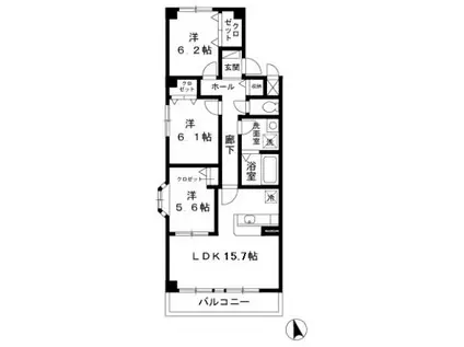 GREEN PARK OKADA(3LDK/7階)の間取り写真