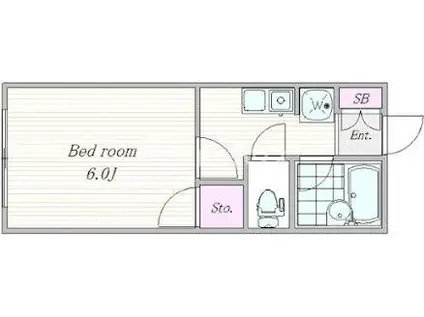 リス・デラ・バレ(1K/1階)の間取り写真