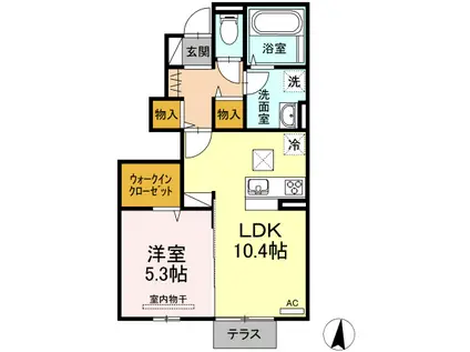 セリシール エスト(1LDK/1階)の間取り写真