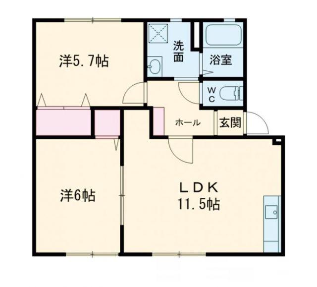 コーラルコート1号館(2LDK/1階)の間取り写真