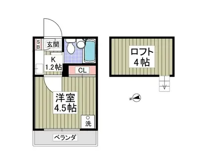 ロゼリア(1K/1階)の間取り写真