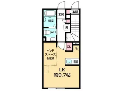 クロストラーダ国立(ワンルーム/1階)の間取り写真