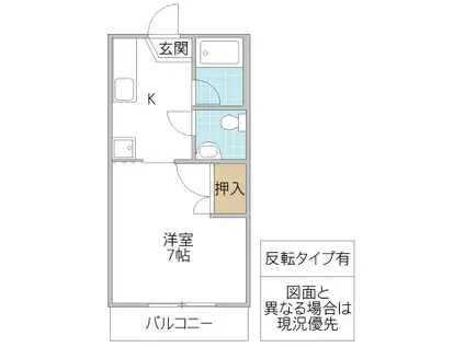 ウエストハウス(1K/1階)の間取り写真
