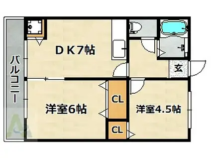 アスカハイツ(2DK/2階)の間取り写真