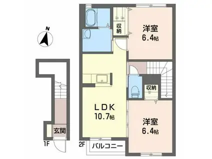 マルモーレ B(2LDK/2階)の間取り写真