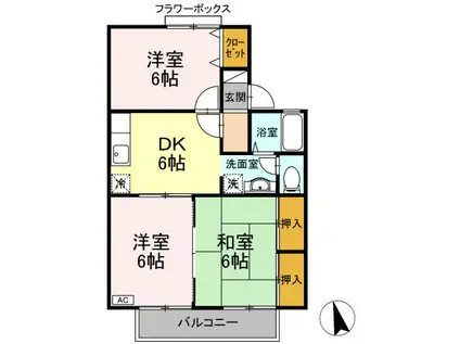 ロイヤルガーデン五番館(3DK/1階)の間取り写真
