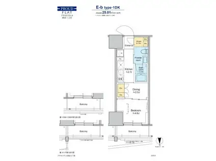 プラウドフラット四谷三丁目(1DK/9階)の間取り写真